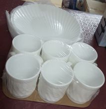 Plain White Shell Shaped dinner plates & Tea Coffee Mug Cup White 12 pcs